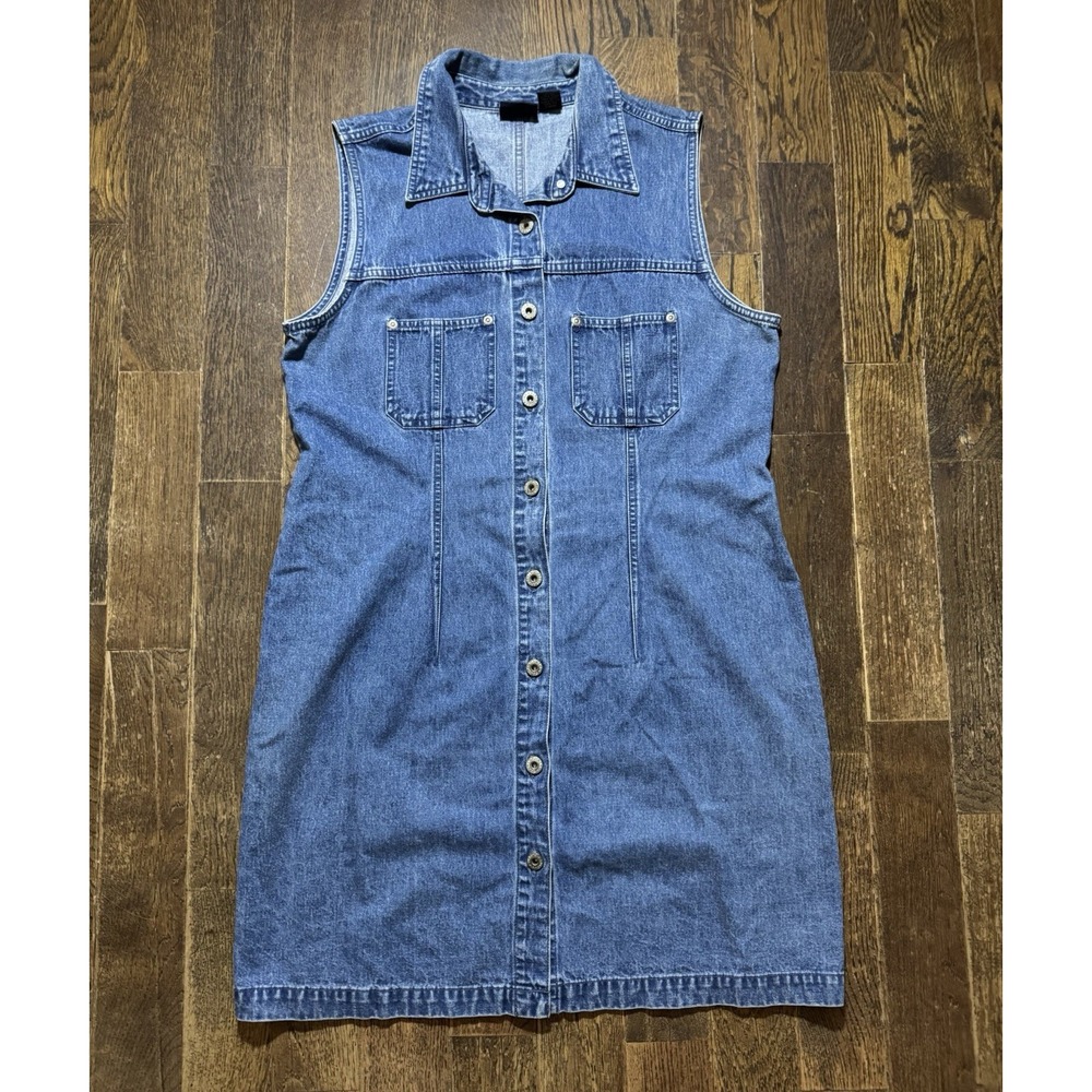 Sonoma Denim Blue Jean Dress Women's Size Large Sleeveless Collared